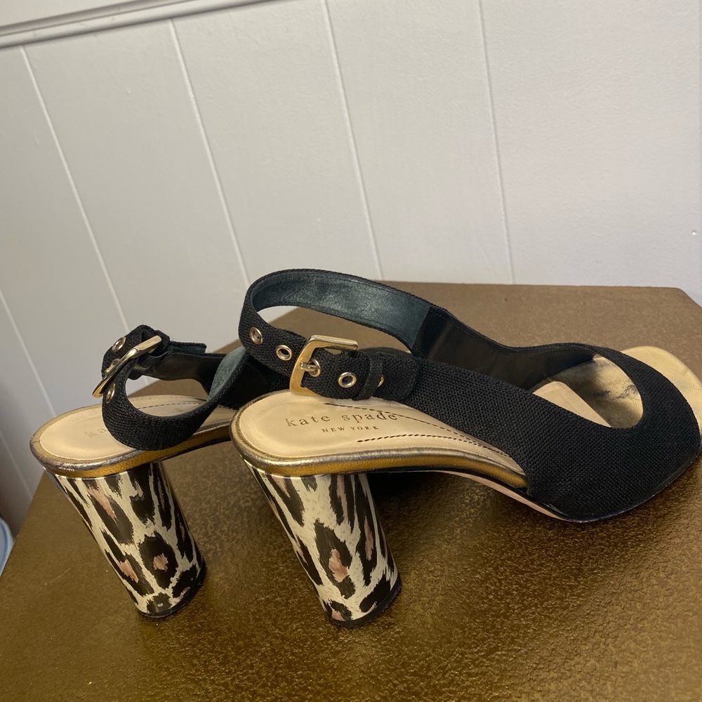 Kate Spade black heels with leopard print block heel 8.5